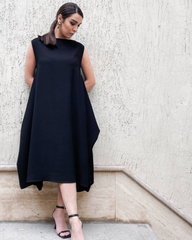 breathable cotton lined linen dress handkerchief hem