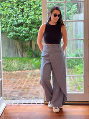 Modern high waist tailored wool trousers