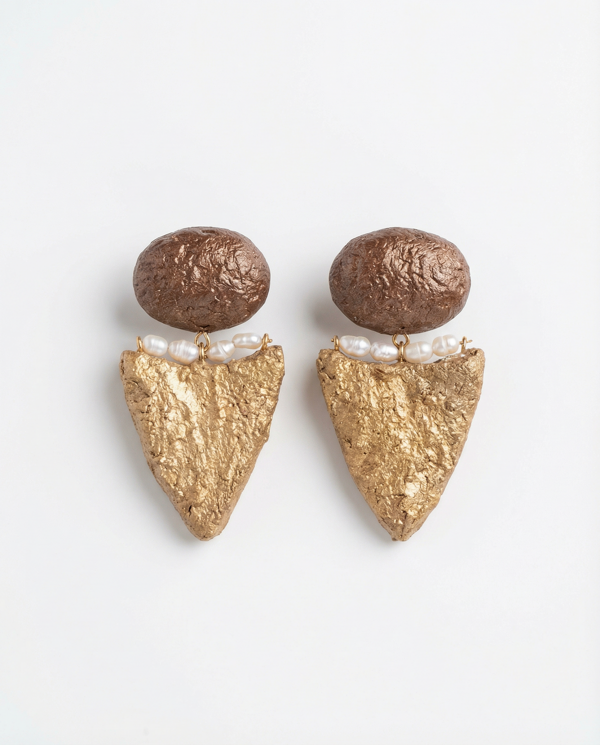 Golden Crest Papier-Mâché Earrings