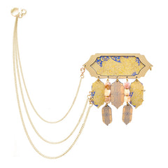 Persian-inspired Vaghar brooch with chains and stones