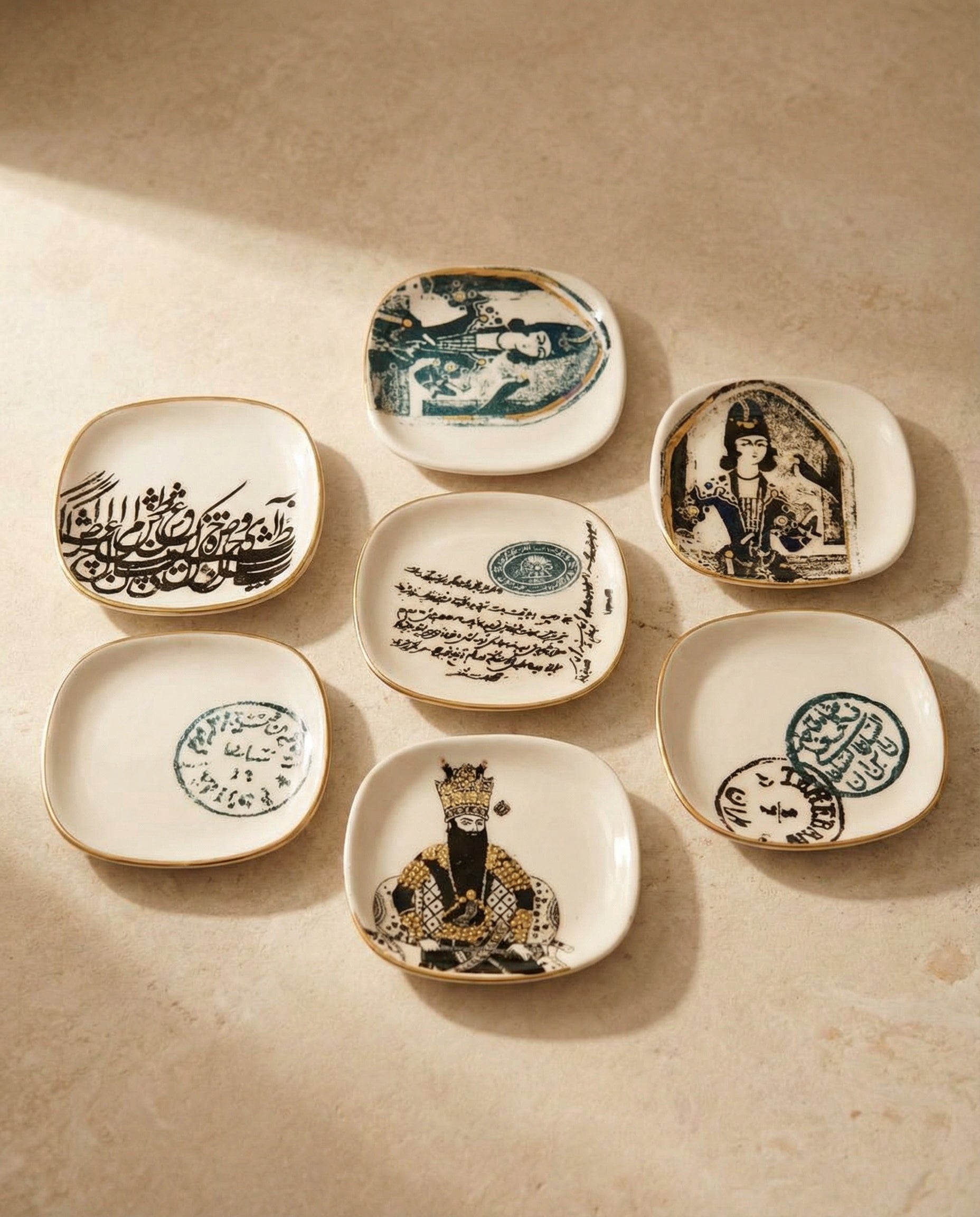 Decorative ceramic small plate with Persian illustration