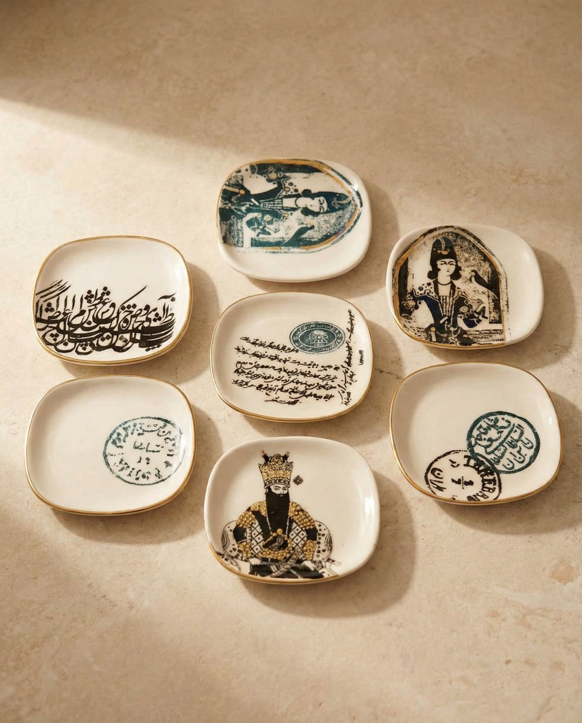 Decorative ceramic small plate with Persian illustration