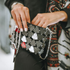 Artistic statement mini bag with metallic details