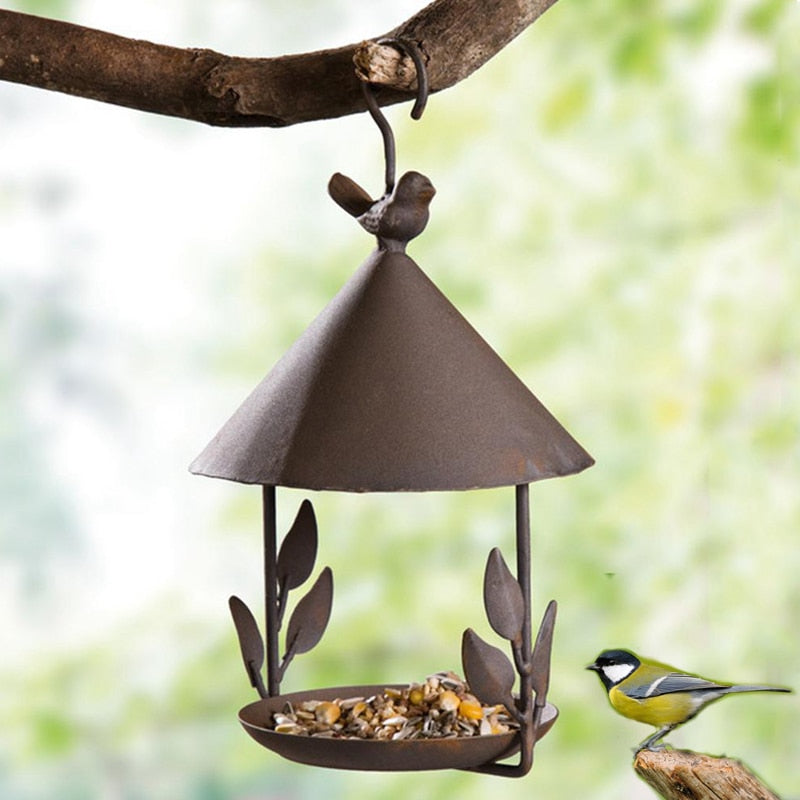 Hanging iron bird feeder for gardens