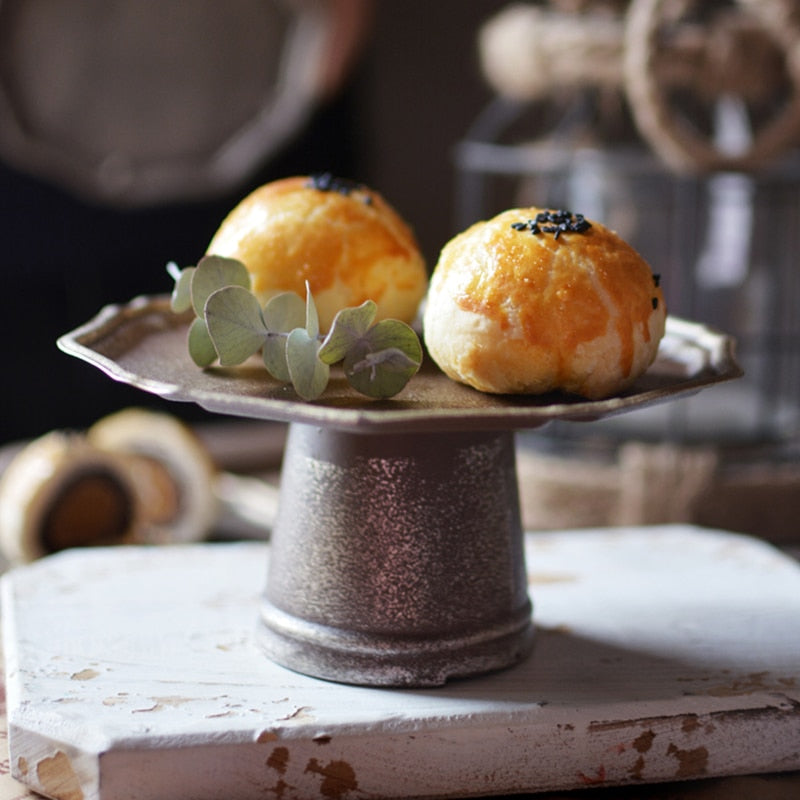 Close-up of retro cake stand detail