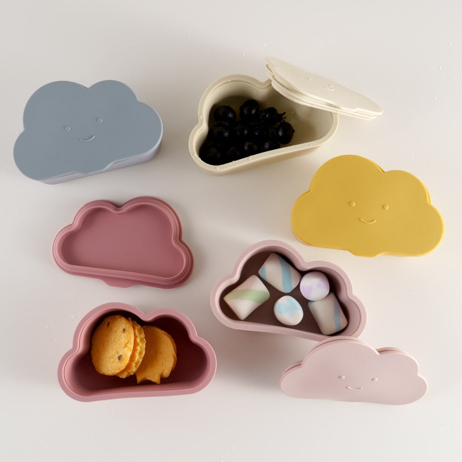 Silicone cartoon cloud snack containers for babies
