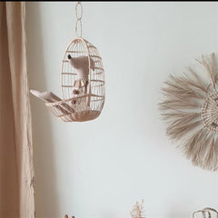 nordic hand-woven rattan doll swing hanging